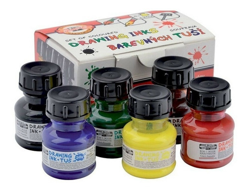 Tinta Dibujo Koh-i-noor X 6 Colores Drawing Ink