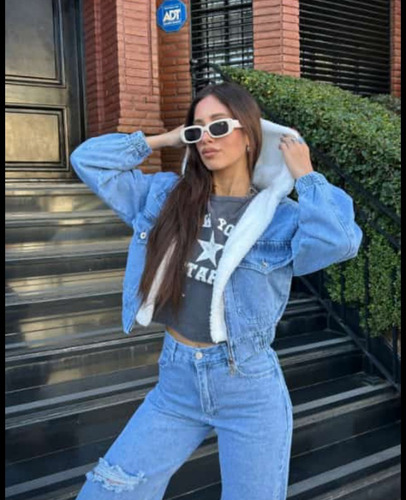 Campera Ocean - Jean Rigido Con Corderito Tendencia Mujer