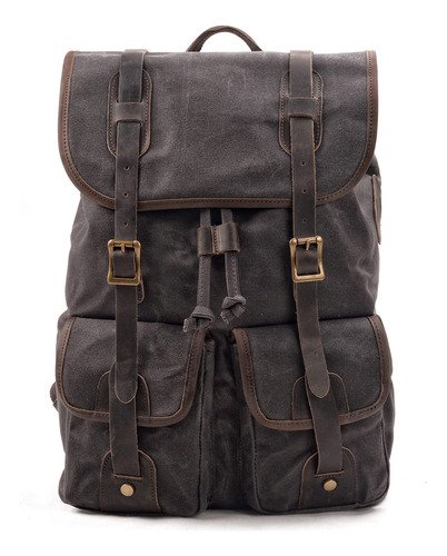 Mochila De Cuero De Lona Para Hombre Estilo Vintage