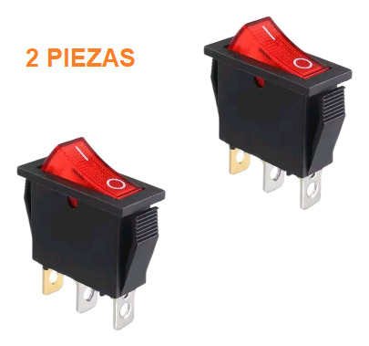 Boton Rectangular C/luz 3 Pines Encendido Apagado 2 Piezas