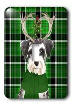 Comprar Lindo Schnauzer Miniatura Verde Negro Cuadro Navideños.