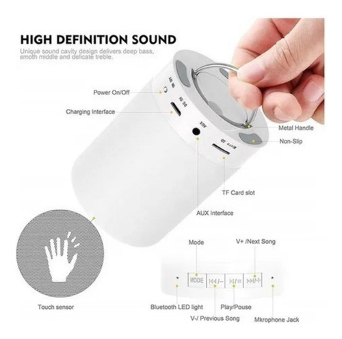 20 Pzas Bocina Y Lámpara Led Rgb Bluetooth Recargable Touch Blanco Multicolor