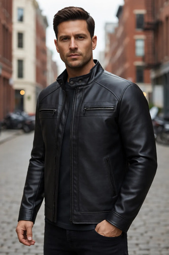 Jaqueta De Couro Masculino Slim Resistente