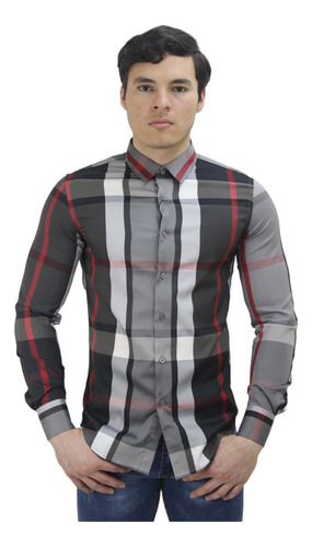 Camisa Cuadrada Platini Chl9162 Corte Slim Fit Manga Larga