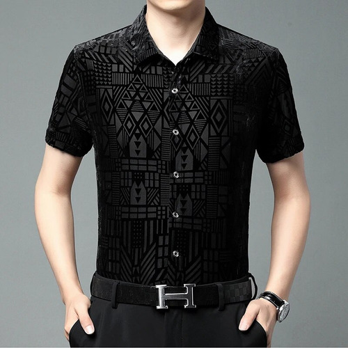 Camisa De Manga Corta Camisa Masculina Chemise Flower See