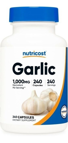 Original Nutricost Ajo Garlic 1000mg, 240cap Blanda, No Gmo