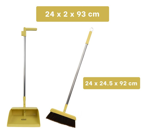 Pack2 Ho30848 Escoba Practico Con Recogedor Util De Color Am