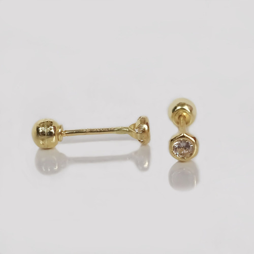 Amor Eterno - Broqueles Bisel Mini Bebé 2mm / Aretes Oro 10k