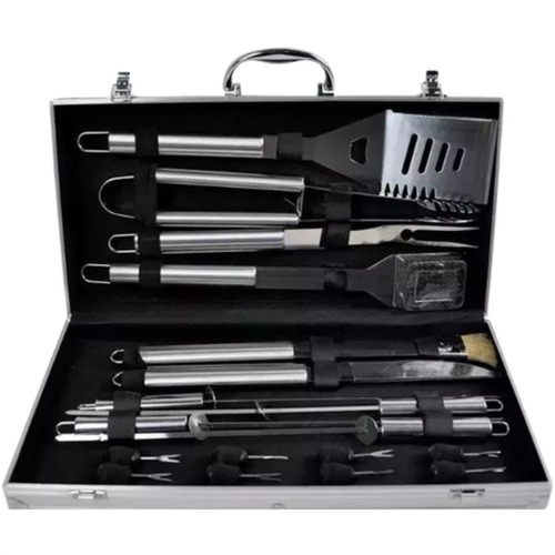 Imagem 6 de 10 de Kit Churrasco 18pcs Inox + Maleta Casita