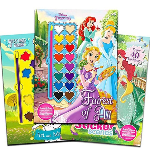 Libros De Pintura De Lujo Con Pinceles Princesa De Disney