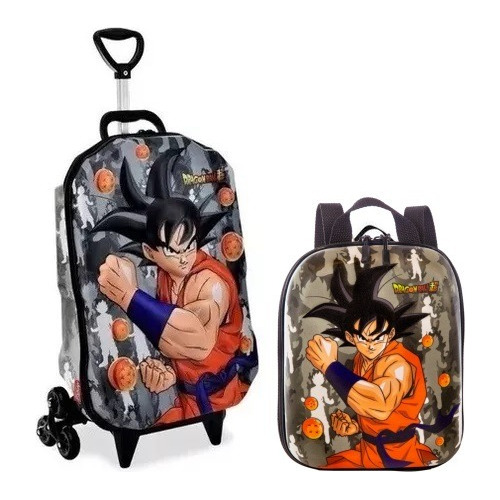 Mochila Escolar 3d Dragon Ball Super Goku Rodinhas Lancheira