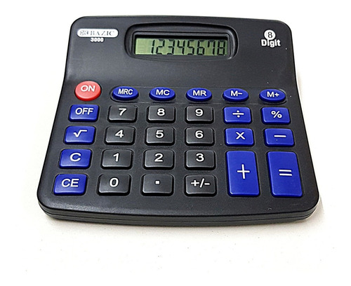 Calculadora De Escritorio A Pilas Basic Mod.ba3000 8 Digitos Color Negro