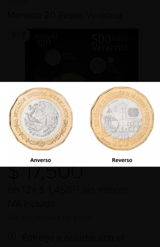 Moneda Conmemorativa De Los 500 Años De Veracruz