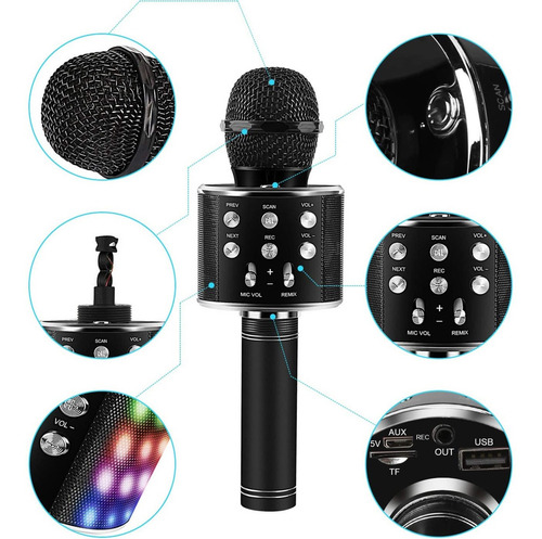 Imagen 3 de 5 de Microfono Multifuncional Inalambrico Bluetooth Karaoke