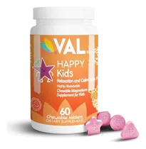 Comprar Val Magnesio Masticable Para Nios, Frmula De Relajacin Y Calma, Alto Contenido De Magnesio, Citrato De Ato, Taurato, Vitamina B6 D C, Sabor Natural A
