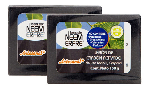 Paq 2 Jabón Carbón Activado Facial Y Corporal Artesanal