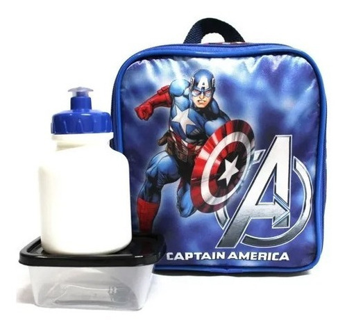 Lancheira Escolar Capitão América Avengers Térmica Meninos Cor Azul