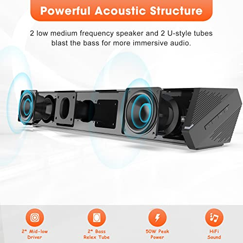 Barras De Sonido Bestisan Tv, 16'/50w Soundbar Pequeño...