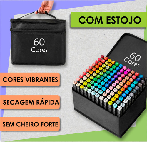 60 Cores Incríveis Canetinhas Permanentes Dupla Ponta!