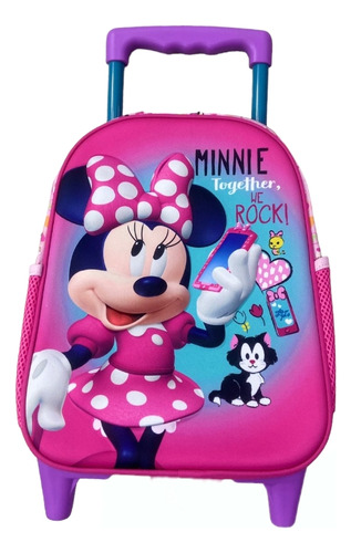 Morral Maleta Escolar Minie Mouse Pequeña + Lonchera + Cartu