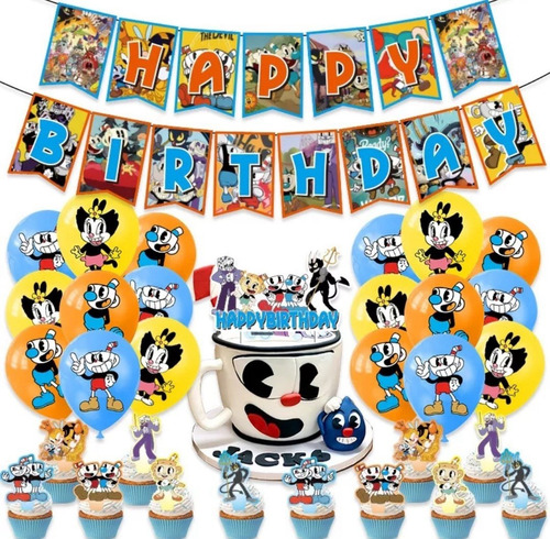 Kit Decoración De Cumpleaños Cuphead Globos