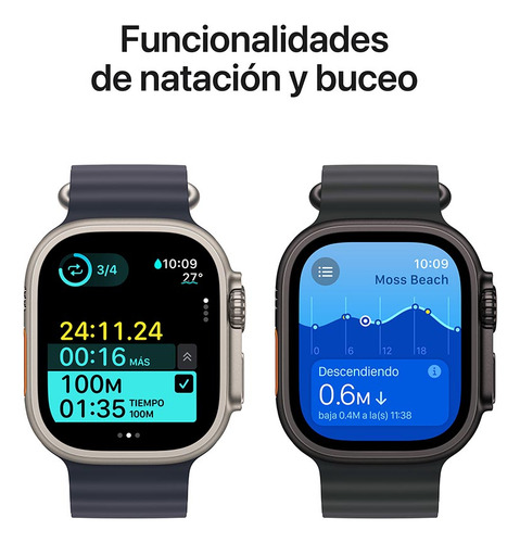 Apple Watch Ultra 2 GPS + Cellular • Caja de titanio natural de 49 mm • Correa Ocean azul marino - Excelente (Reacondicionado)