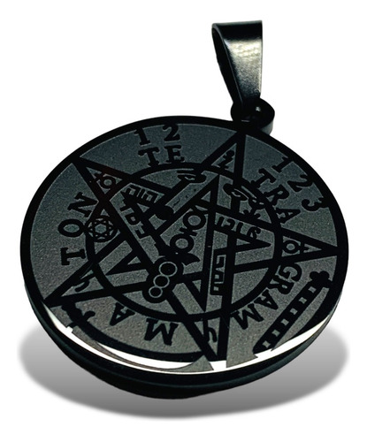 Amuleto Tetragrámaton Acero Inoxidable Dije Negro Relieve