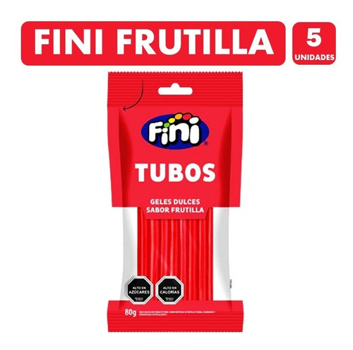 Gomitas En Forma De Tubo Sabor Frutilla Fini (pack De 5 Uni)