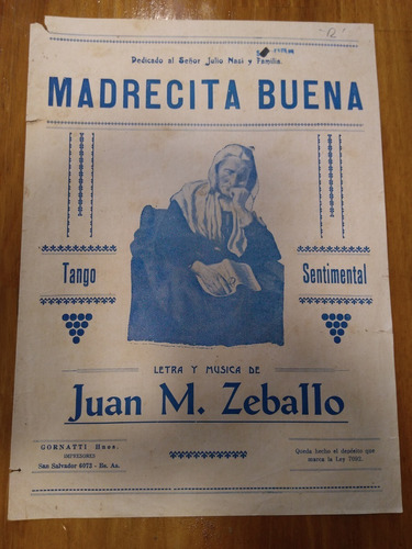 Madrecita Buena Zeballo Partitura Tango