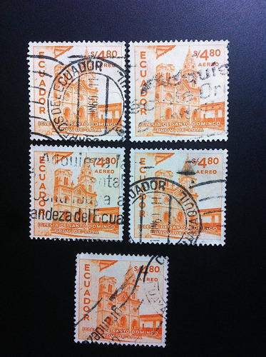 5 Timbres Postales Ecuador Estampillas Escasas 1956 + Regalo
