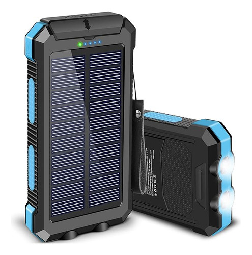 Cargador Solar Portatil Bateria De 30000 Mah Con Linterna Le