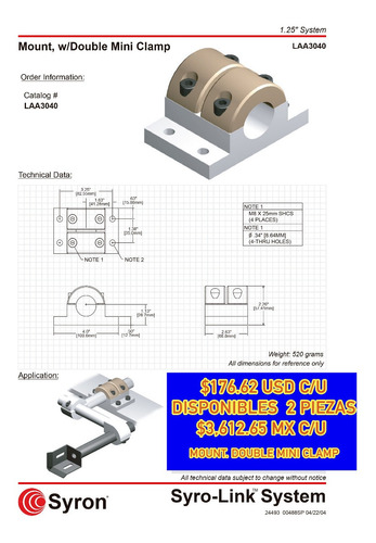 Mount. Double Mini Clamp