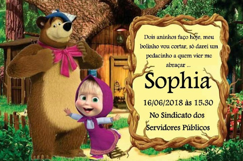 Imagem 1 de 2 de 40 Convites Masha E O Urso