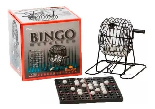 Juego Bingo Familiar Loteria Bolillero Metalico 90 Bolillas