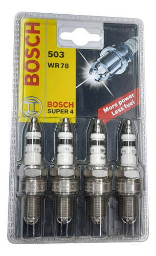Juego De Bujias Bosch 4 Electrodos Wr78 Alemanas Rosca Larga