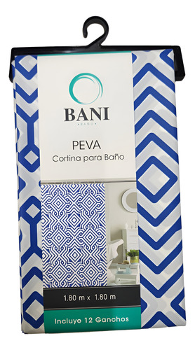 Cortina Para Baño 180x180 Cm Azul Geométrico