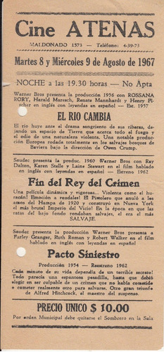 1967 Programa Cine Atenas Barrio Palermo Montevideo Clasico