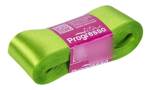 Fita De Cetim Nº9 10 Metros X 38mm Progresso Unidade 1 Rolo Cor 677 Verde Folha Liso