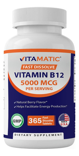 Vitamina Sublingual B12 5000 Mcg Cianocobalamina 365tabs
