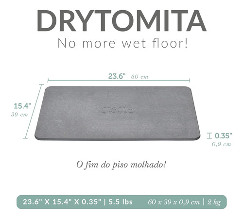 Momo Lifestyle Stone Bath Mat Drytomita 23.6 X 15.4 Graphite