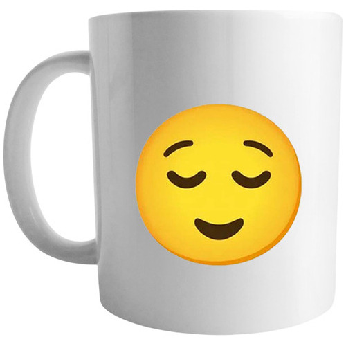 Mug Pocillo Emoji Emoticon Feliz Contento Sereno R1