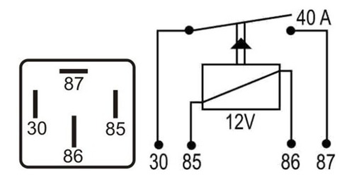 Relay Auxiliar Uso General Dni 0101 12v, 40a, 4t. S/soporte