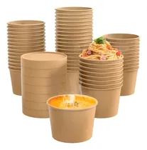 Comprar 25 Pote Kraft Contenedor De Alimentos Potes Sopa C\u002Ftapa 12oz bowl kraft Pote Kraft 350ml ensaladera bowl sopa bowl ensalada potes para colaciones bowl contenedor de alimentos potes bowls pasteleriuscl