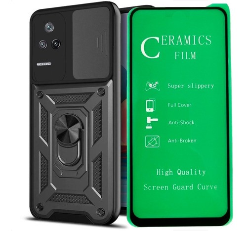 Estuche Antichoque + Vidrio Cerámico Para Xiaomi Poco F4 