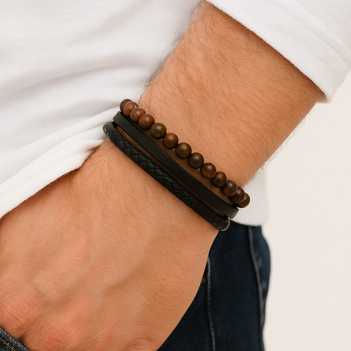 Pulsera Brazalete Cuero Cristales Naturales Magnética Hkt Ojo De Tigre 6 Cm 22 Cm