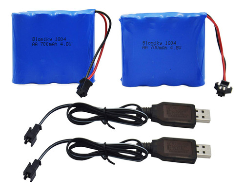 Blomiky - Pack De 2 Baterias Ni-cd De 4,8 V 700 Mah, 2 Cable