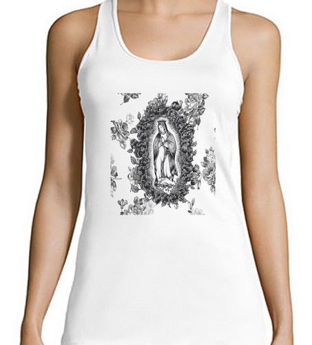 Musculosa Virgen De Guadalupe Gris Rosas Religion