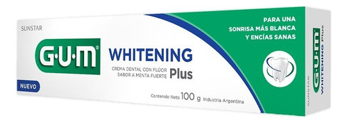 Crema Dental Gum Whitening Plus Con Fluor Y Menta 100 G