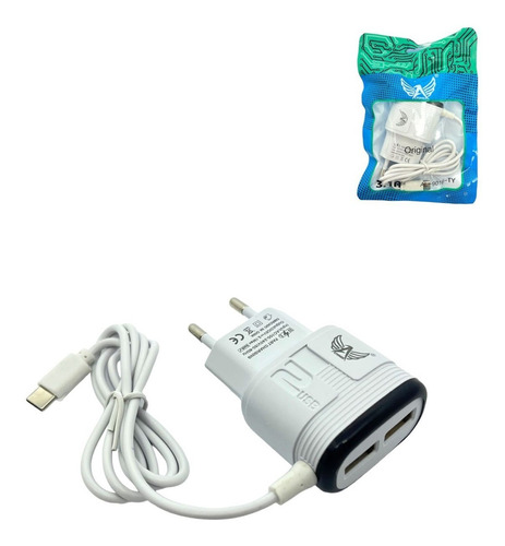 Kit 20 Carregador Celular Altomex Type C 3.1a 2 Usb Atacado Cor Branco