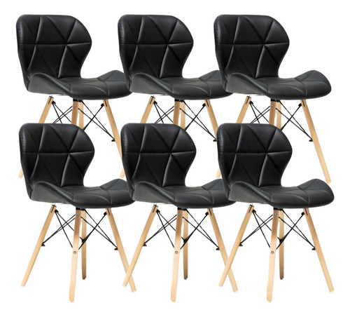 Pack X6 Silla Eames Acolchada Radar Estructura De La Silla Negro Diseño De La Tela Rombos